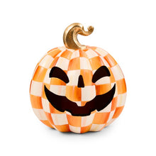 Load image into Gallery viewer, Orange Check Small Illuminated Jack O'Lantern
