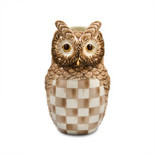 Load image into Gallery viewer, Mocha Check Ceramic Owl Vase
