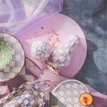 Load image into Gallery viewer, Violet Check Large Salt &amp; Pepper Shakers
