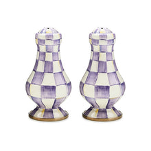 Load image into Gallery viewer, Violet Check Large Salt &amp; Pepper Shakers
