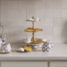 Load image into Gallery viewer, Violet Check Three Tier Sweet Stand
