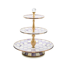 Load image into Gallery viewer, Violet Check Three Tier Sweet Stand
