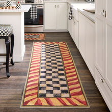 Load image into Gallery viewer, Courtly Check Red &amp; Gold 2'6" x 8' Washable Runner
