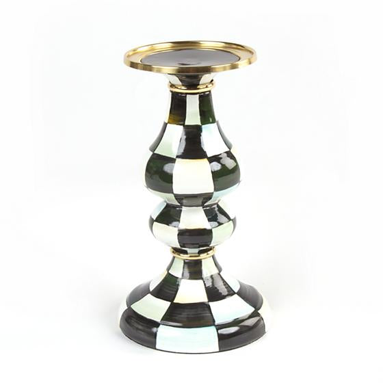 Courtly Check Enamel Pillar Candlestick - Medium