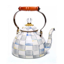 Load image into Gallery viewer, Sterling Check Enamel Tea Kettle - 3 Quart
