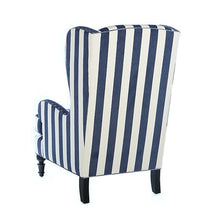 Load image into Gallery viewer, Marquee Wing Chair - Chenille Navy Stripe
