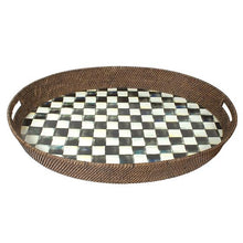 Load image into Gallery viewer, Courtly Check Rattan &amp; Enamel Party Tray
